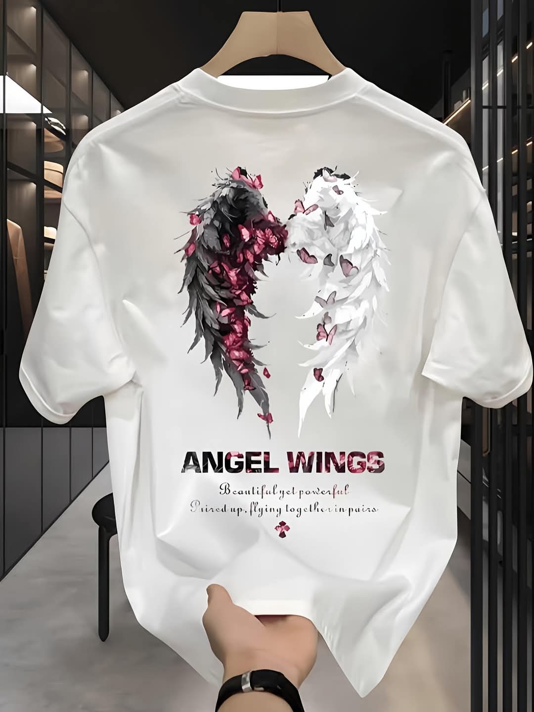 Angel Wings Statement Tee – Oversized Fit